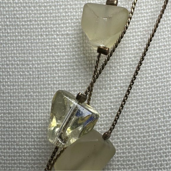 Coldwater Creek Gold Tone Triple Strand Geometric Glass Beaded Necklace 5351 R - Picture 3 of 11